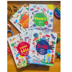 Kompletní sada 4 okénkových knížek Dívej se a objevuj – Svět, Vesmír, Zvířata, Lidské tělo