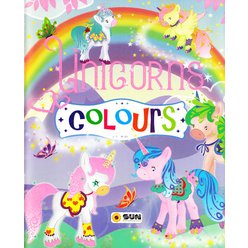 Unicorns - colours - zábavné omalovánky fialové